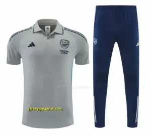 Arsenal Grey Polo Training Shirt + Long Pants Tracksuit