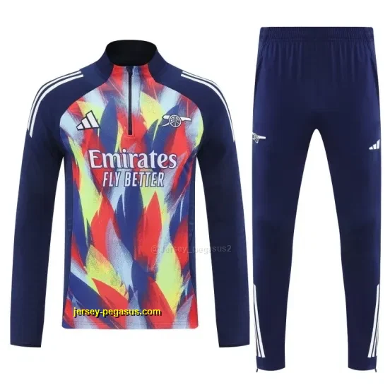 Arsenal Navy Blue Flame Print Half Zipper Jacket Tracksuit + Long Pants