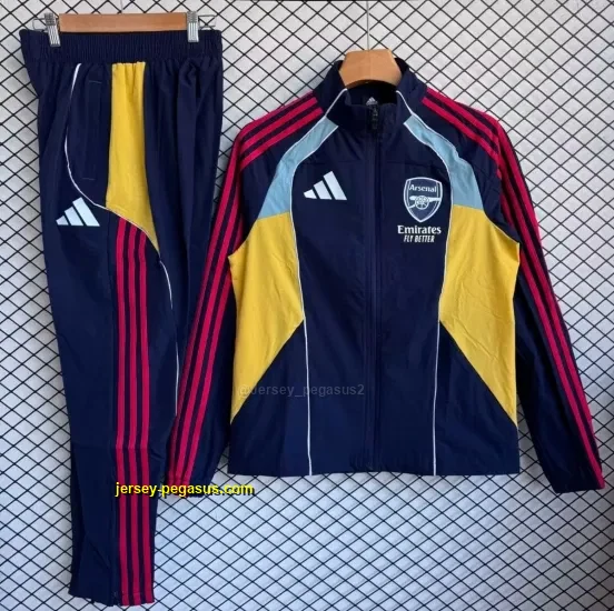 Arsenal Navy Blue with Red Full zipper Jacket Tracksuit+ long pants