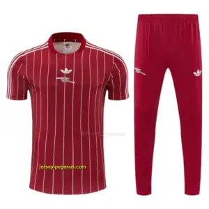 Arsenal Red Stripes Short Sleeve Tracksuit + Long Pants