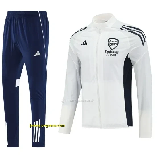 Arsenal White Half Zipper Jacket+Long Pants