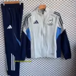 Arsenal White with Navy Blue Full zipper Jacket Tracksuit+ long pants