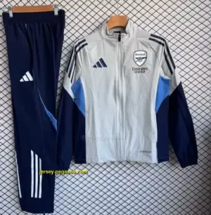 Arsenal White with Navy Blue Full zipper Jacket Tracksuit+ long pants