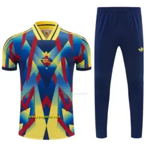Arsenal Yellow Blue Red Geometric Multicolor Short Sleeve Tracksuit + Long Pants