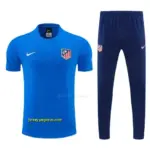 Atlético de Madrid Blue Short Sleeve Tracksuit + Navy Blue Long Pants