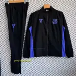 Barcelona Black with Blue Full zipper Jacket Tracksuit+ long pants