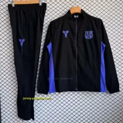 Barcelona Black with Blue Full zipper Jacket Tracksuit+ long pants
