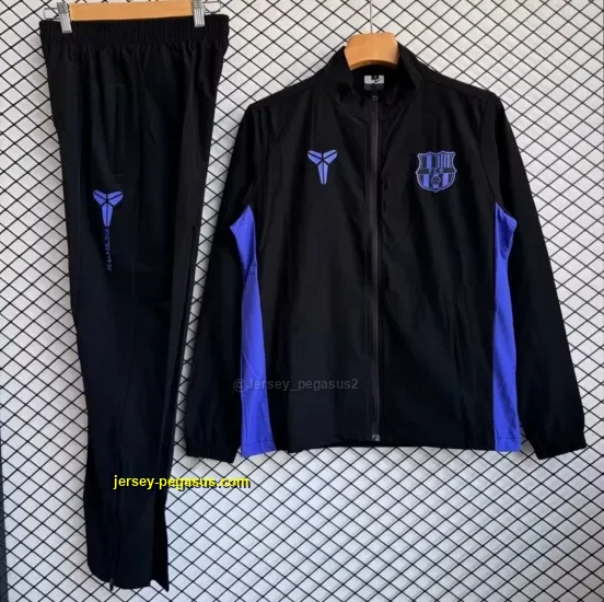 Barcelona Black with Blue Full zipper Jacket Tracksuit+ long pants