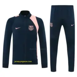 Barcelona Navy Blue & Pink Full Zipper Jacket Tracksuit + Long Pants