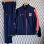 Barcelona Navy Blue with Pink Full zipper Jacket Tracksuit+ long pants