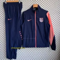 Barcelona Navy Blue with Pink Full zipper Jacket Tracksuit+ long pants