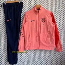 Barcelona Pink with Navy Full zipper Jacket Tracksuit+ long pants