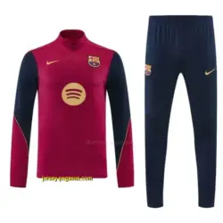 Barcelona Red & Black Half Zipper Jacket Tracksuit + Long Pants