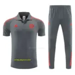 Bayern Munich Grey Polo Training Shirt + Long Pants Tracksuit
