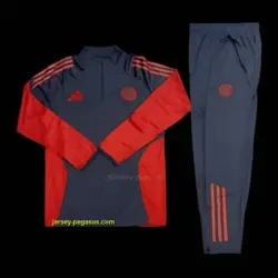 Bayern Munich Grey with Red Color Block Half Zipper Jacket Tracksuit +Long Pants
