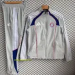 Bayern Munich Grey with Red Full zipper Jacket Tracksuit+ long pants