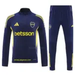 Boca Juniors Navy Blue with Yellow Stripes Half Zipper Jacket Tracksuit +Long Pa