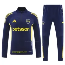 Boca Juniors Navy Blue with Yellow Stripes Half Zipper Jacket Tracksuit +Long Pa