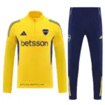 Boca Juniors Yellow & Navy Blue Half Zipper Jacket Tracksuit + Navy Blue Long Pa