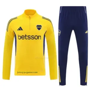 Boca Juniors Yellow & Navy Blue Half Zipper Jacket Tracksuit + Navy Blue Long Pa