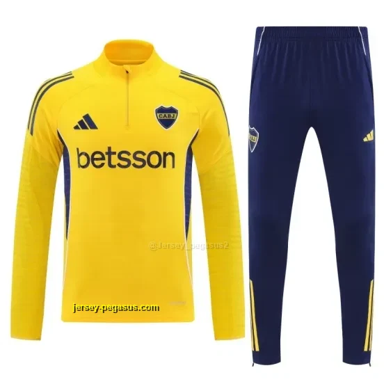 Boca Juniors Yellow & Navy Blue Half Zipper Jacket Tracksuit + Navy Blue Long Pa