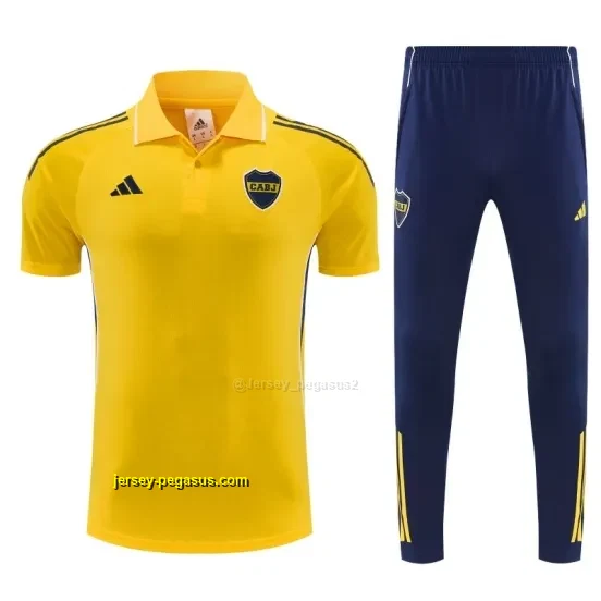 Boca Yellow Polo Training Shirt + Long Pants Tracksuit