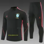 Brazil Black & Red Half Zipper Jacket Tracksuit + Long Pants