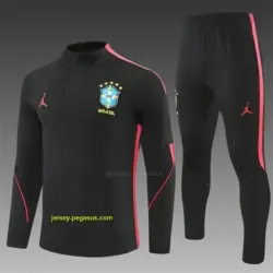 Brazil Black & Red Half Zipper Jacket Tracksuit + Long Pants