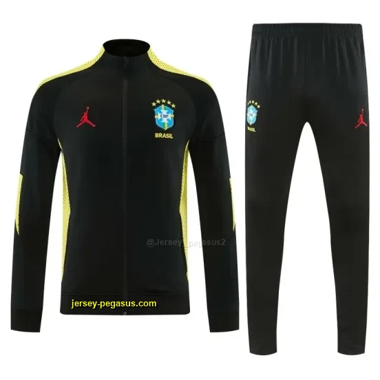 Brazil Black Full Zipper Jacket Tracksuit + Long Pants