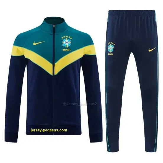 Brazil Teal&Navy Blue Full Zipper Jacket Tracksuit + Long Pants