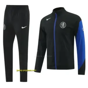 Chelsea Black Full Zipper Hooded Jacket Tracksuit + Long Pants