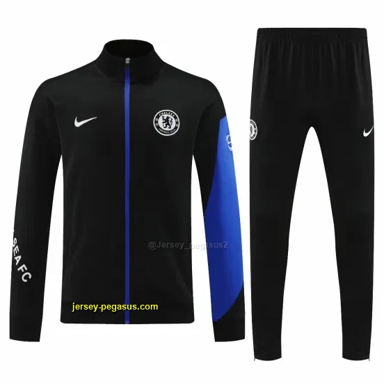 Chelsea Black with Blue Accents FULL Zipper Jacket Tracksuit +Long Pants