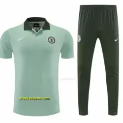 Chelsea Light Green Polo Training Shirt + Long Pants Tracksuit