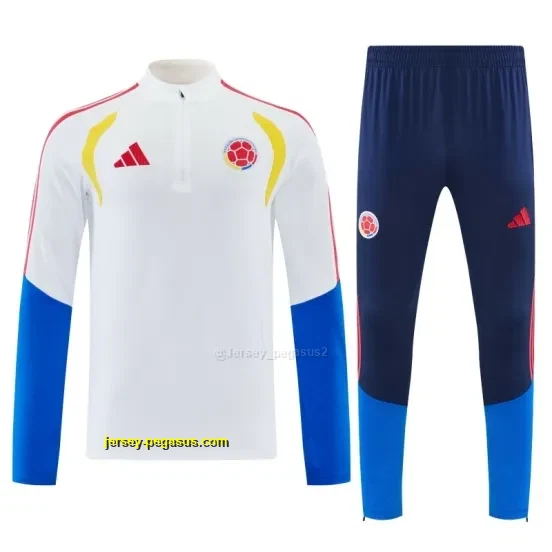 Colombia White Half Zipper Jacket Tracksuit + Long Pants