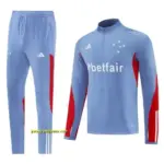 Cruzeiro Bluish Gray Navy Half Zipper Jacket+Long Pants
