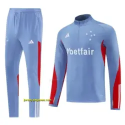 Cruzeiro Bluish Gray Navy Half Zipper Jacket+Long Pants