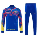 FC Barcelona Blue with Red Full Zipper Jacket Tracksuit + Long Pants