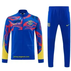 FC Barcelona Blue with Red Full Zipper Jacket Tracksuit + Long Pants