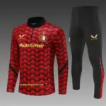 Feyenoord Red Black Camouflage Half Zipper Jacket+Long Pants