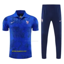 France Blue Polo Training Shirt + Long Pants Tracksuit