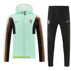 France Light Green Full Zipper Hooded Jacket Tracksuit + Long Pants