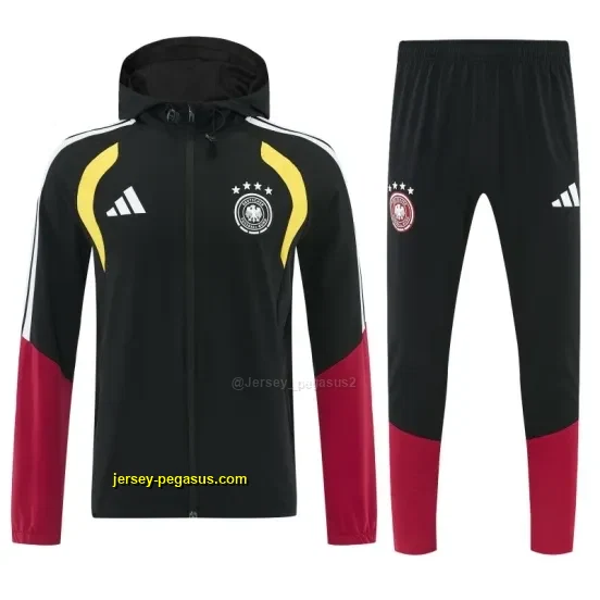 Germany Black Full Zipper Jacket Tracksuit + Long Pants