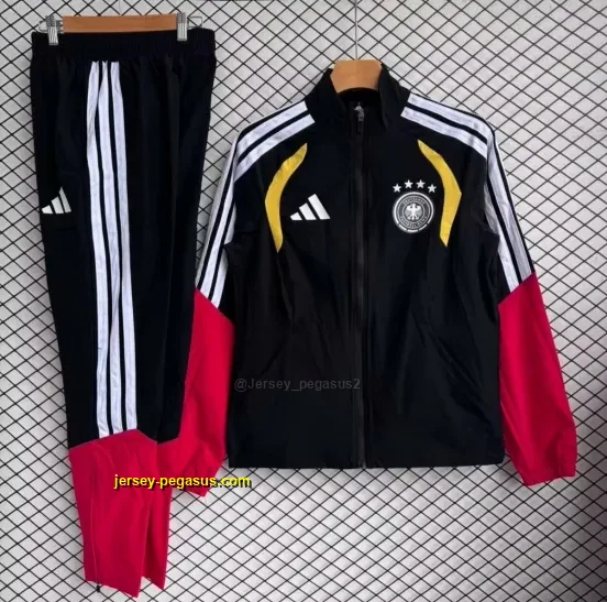 Germany Black with Red Full zipper Jacket Tracksuit+ long pants