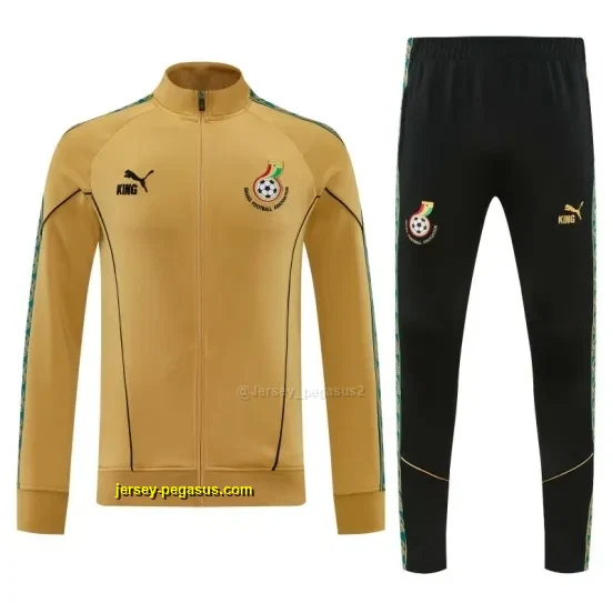 Ghana Yellow Full Zipper Jacket Tracksuit + Black Long Pants