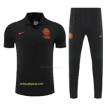 Inter Milan Black Polo Training Shirt + Long Pants Tracksuit