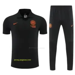 Inter Milan Black Polo Training Shirt + Long Pants Tracksuit