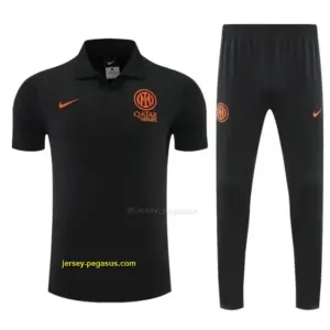 Inter Milan Black Polo Training Shirt + Long Pants Tracksuit