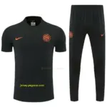 Inter Milan Black Short Sleeve Tracksuit + Long Pants