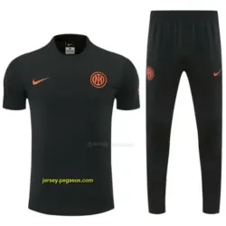 Inter Milan Black Short Sleeve Tracksuit + Long Pants