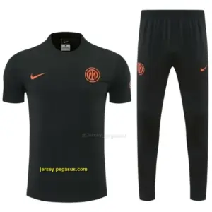 Inter Milan Black Short Sleeve Tracksuit + Long Pants